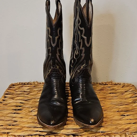 Vintage Diamond J Leather Mens Western Cowboy Boots Sz. 8 EE Wide - Picture 5 of 16